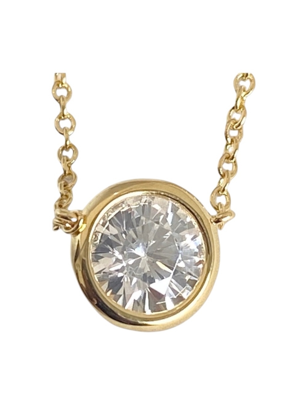 new Lassaire ☺︎︎ Bezel Set Simulated Diamond Necklace ☺︎︎ 18K Gold Plated 925 SS - Picture 11 of 16